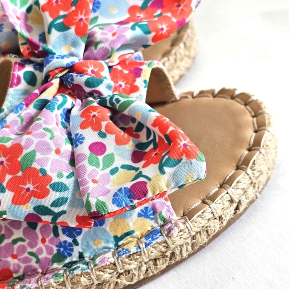 Fashion Serra Women's Sz 9 Colorful Floral Bow Slip On Espadrilles Jute Midsole - Picture 13 of 13